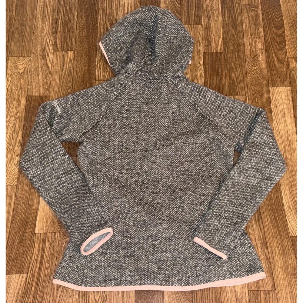 Columbia‎ Youth Girls Hooded Fleece Jacket Pink Trim Size L Gray Zip Up